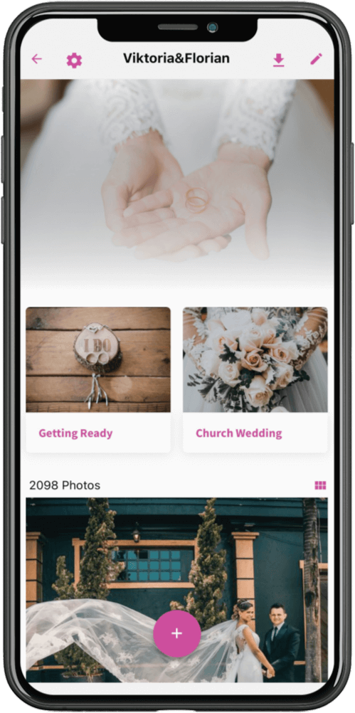 weddies wedding photo app album screen