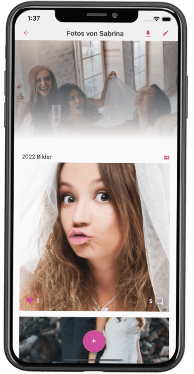 Hochzeitsfotos von Gästen hochladen