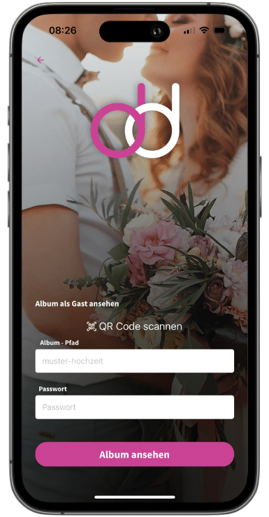 Hochzeitsfotos hochladen mit QR Code