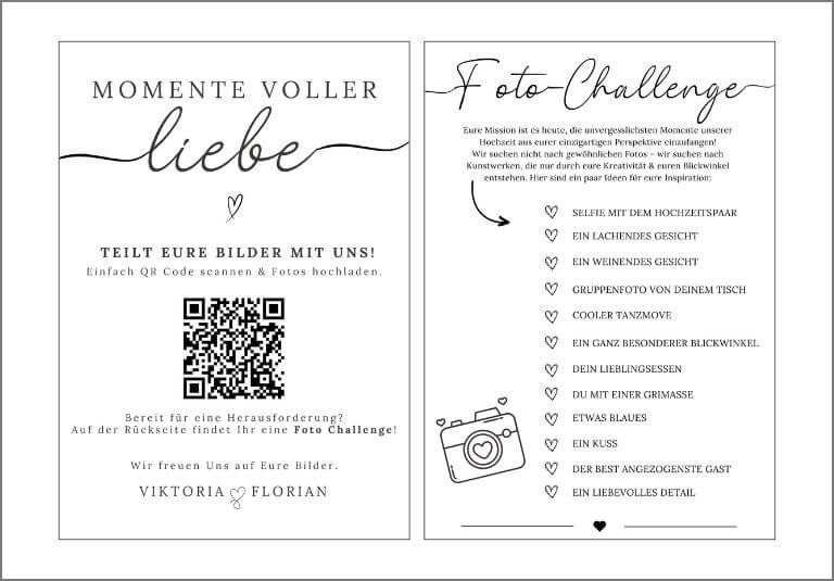 weddies QR Code Vorlage Hochzeit Foto Spiel