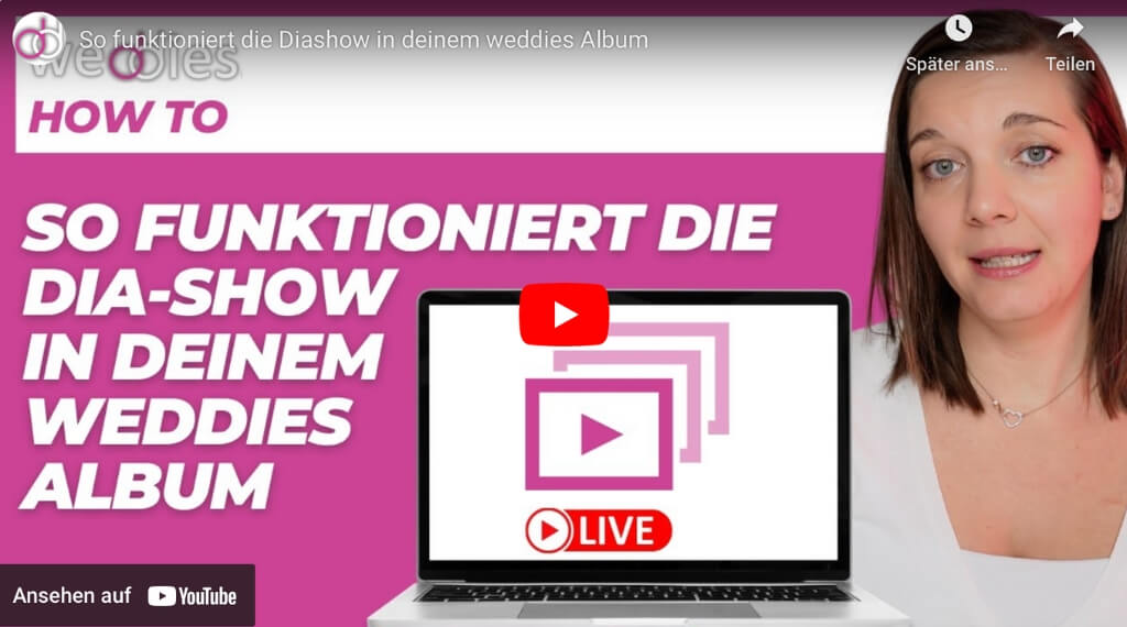 Live-Diashow mit dem weddies online Hochzeitsalbum